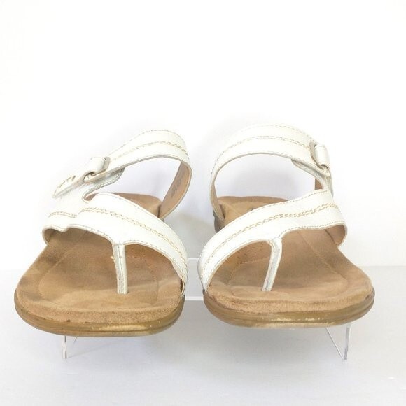 Bass White Leather Demi Thong Sandals Womens Size 9.5 Wedge - Picture 6 of 11